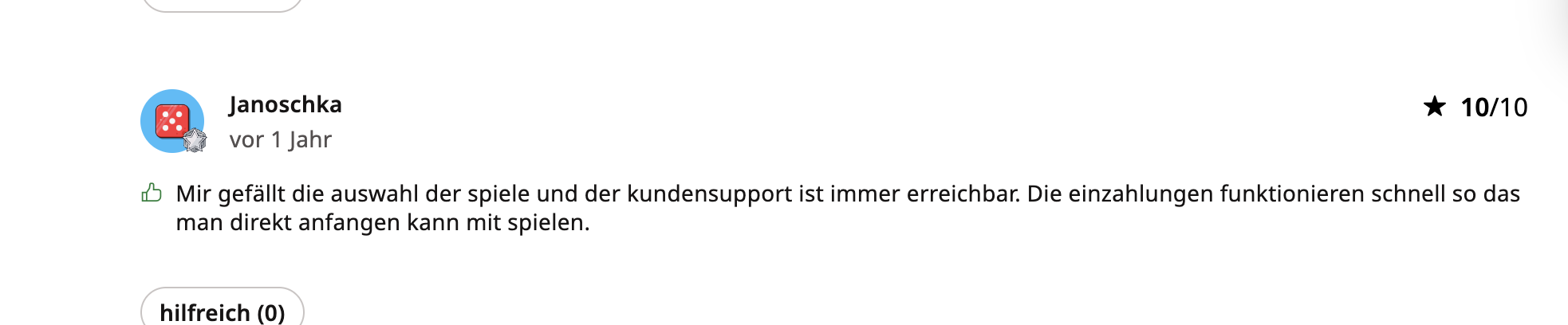 AskGamblers Bewertung 10 von 10 über Spielauswahl und erreichbaren Support im Rooli Casino